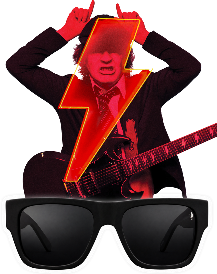 AC/DC artwork with the Bolt sunglasses